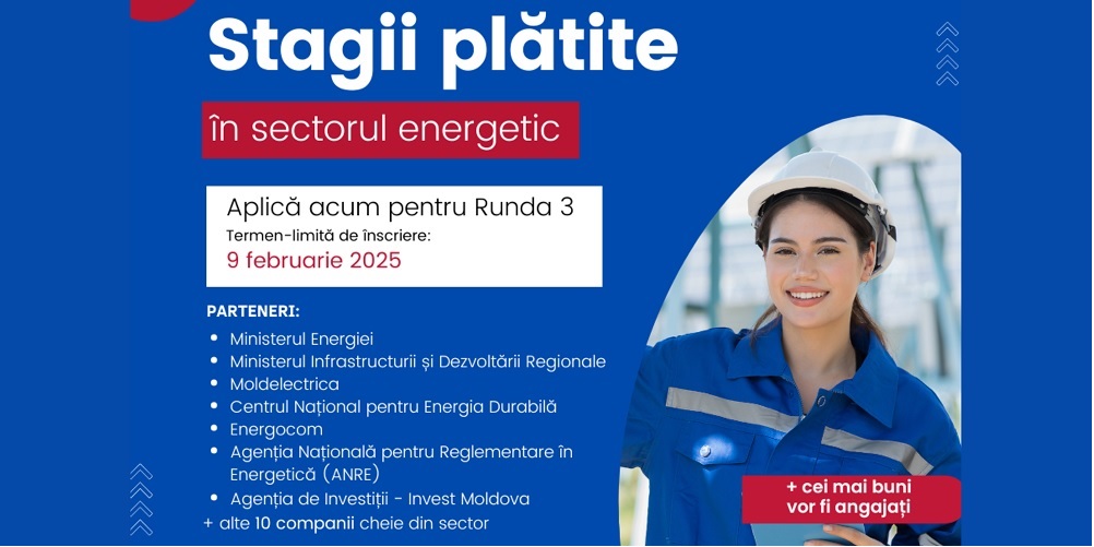 S.A. „RED-Nord” te invită să faci parte din echipa sa în cadrul RUNDEI 3 a Programului de stagii plătite în sectorul energetic